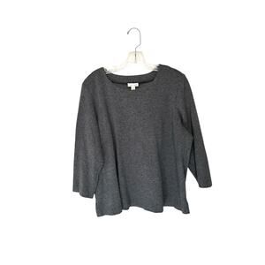 J. Jill Ponte Blouse Large Gray Black Houndstooth Office Work Career‎ Business